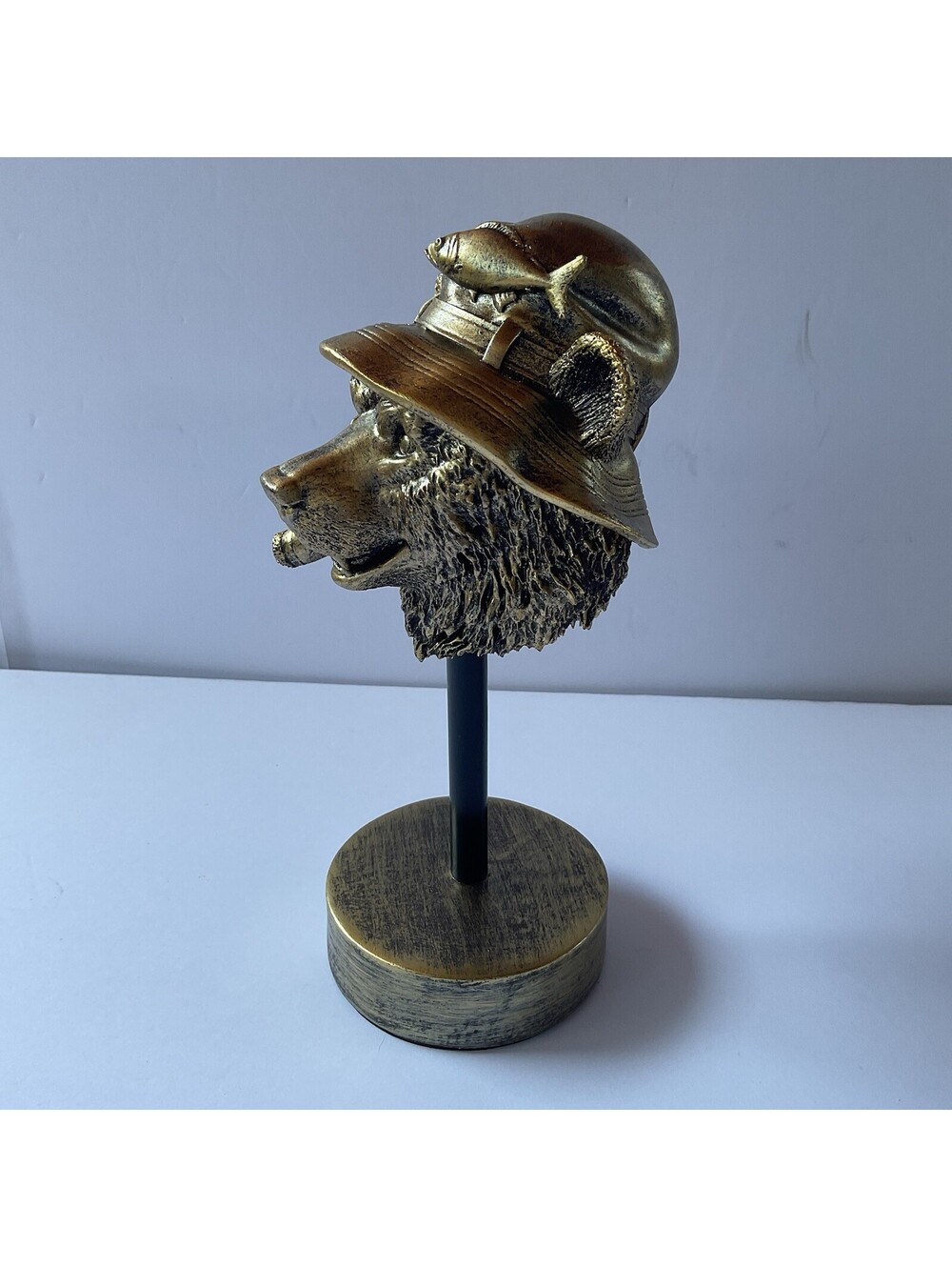 Vintage Golden Bear, Resin Decor for Desk Home Office, Shelf Decoration
